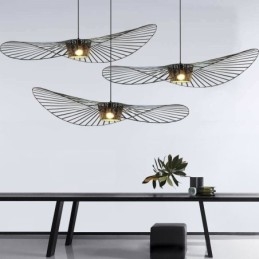 Suspension en fer, lampe chapeau de paille, 1 lumière
