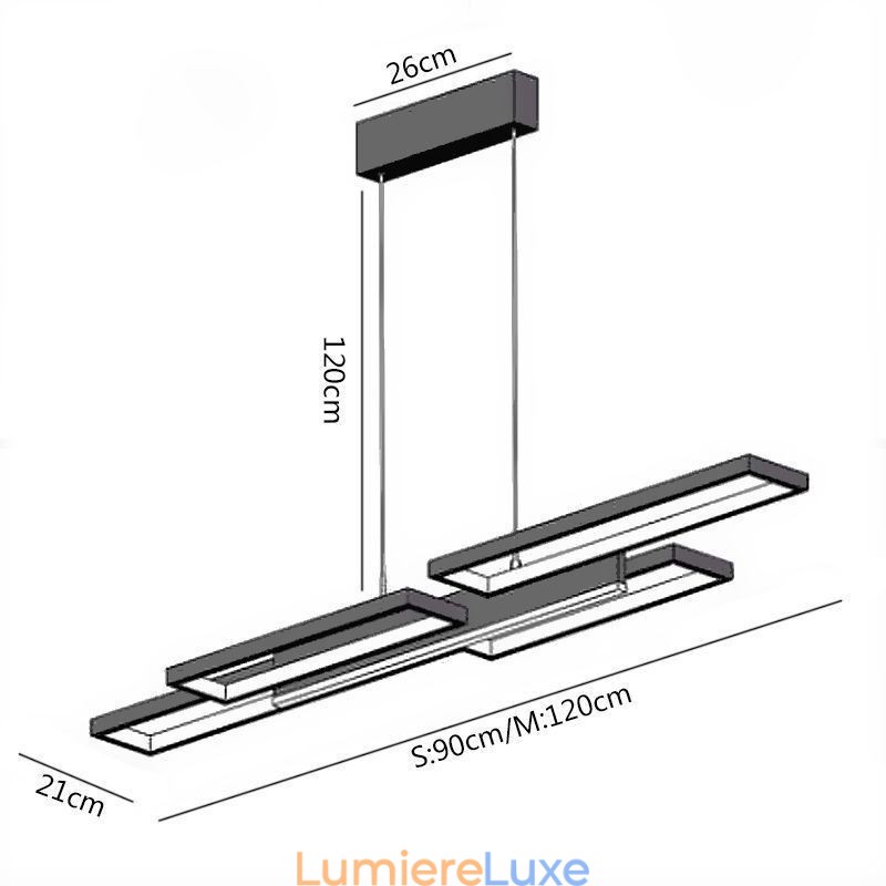 Luminaire suspendu moderne à suspension horizontale