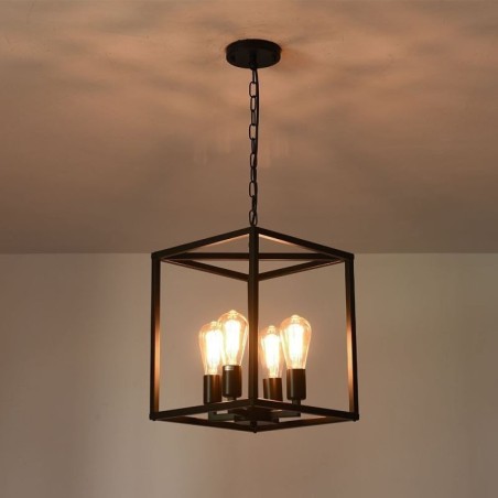 Lampe suspendue moderne et simple en forme de cage en fer Lampe suspendue moderne et simple en forme de cage en fer