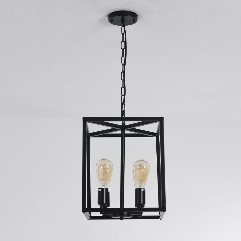 Lampe suspendue moderne et simple en forme de cage en fer