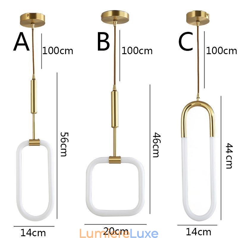 Plafonnier suspendu moderne et simple en laiton