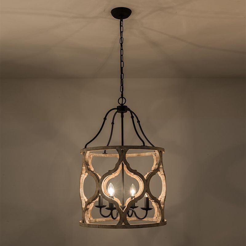 Suspension lanterne à 4 lumières de style vintage