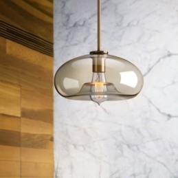 Suspension en verre minimaliste couleur cognac, luminaire décoratif en verre