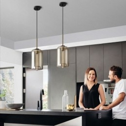 Suspension en verre minimaliste couleur cognac, luminaire décoratif en verre
