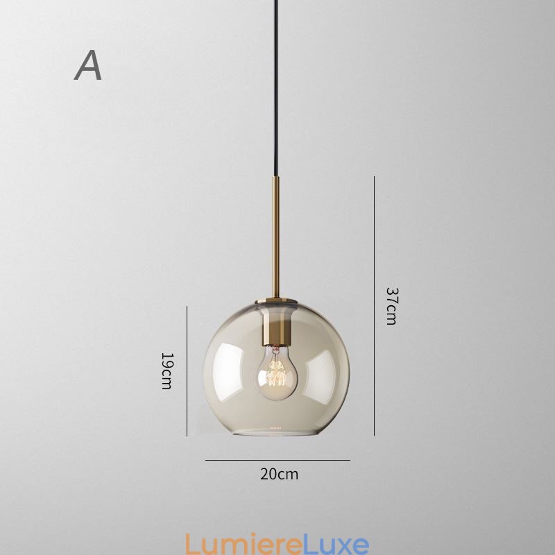 Suspension en verre minimaliste couleur cognac, luminaire décoratif en verre