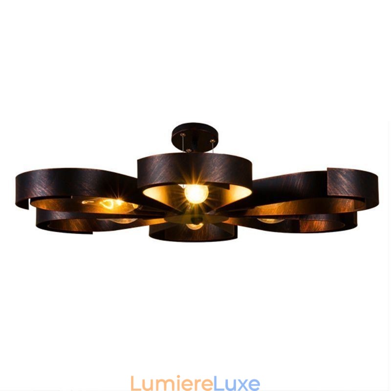 Plafonnier vintage moderne en fer en forme de fleur