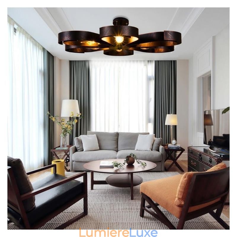 Plafonnier vintage moderne en fer en forme de fleur
