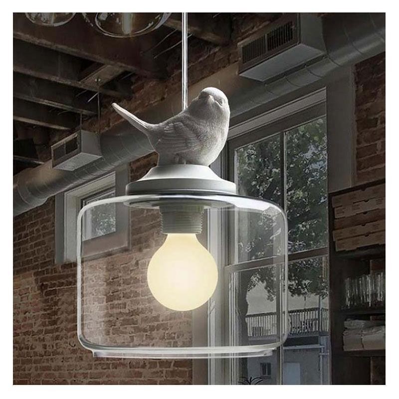 Suspension en verre de style rétro Petit oiseau Éclairage décoratif
