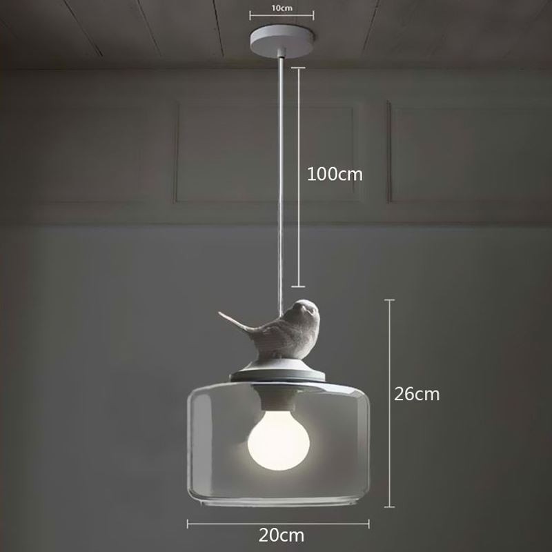 Suspension en verre de style rétro Petit oiseau Éclairage décoratif