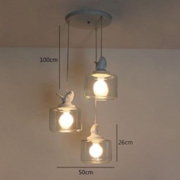 Suspension en verre de style rétro Petit oiseau Éclairage décoratif