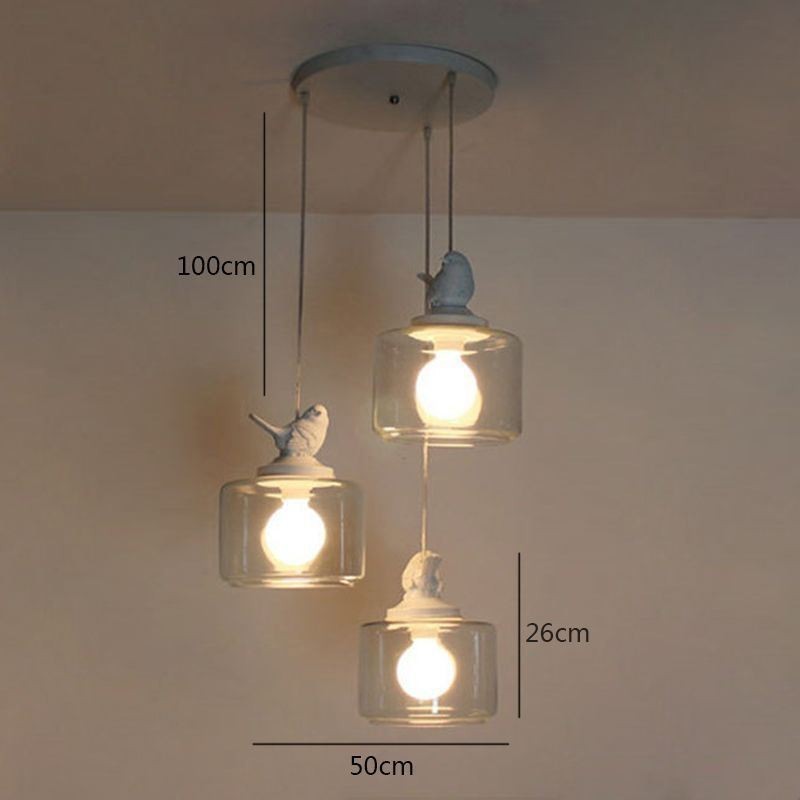 Suspension en verre de style rétro Petit oiseau Éclairage décoratif