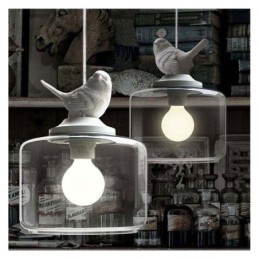 Suspension en verre de style rétro Petit oiseau Éclairage décoratif
