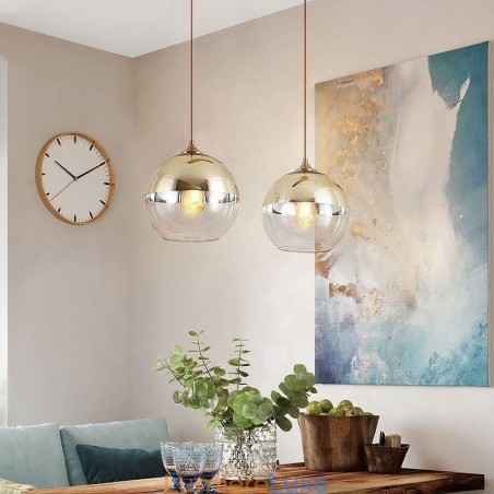Suspension globe créative en fer et verre, éclairage décoratif Suspension globe créative en fer et verre, éclairage décoratif