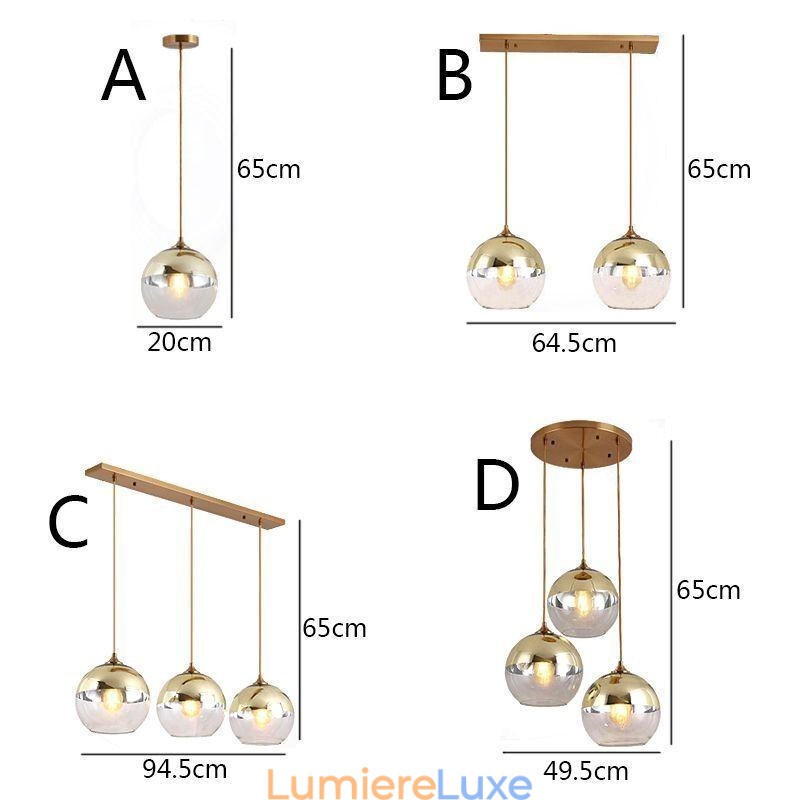 Suspension globe créative en fer et verre, éclairage décoratif