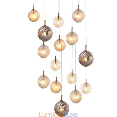 Suspension en verre créative et décorative en forme de globe en verre pour loft Suspension en verre créative et décorative en forme de globe en verre pour loft