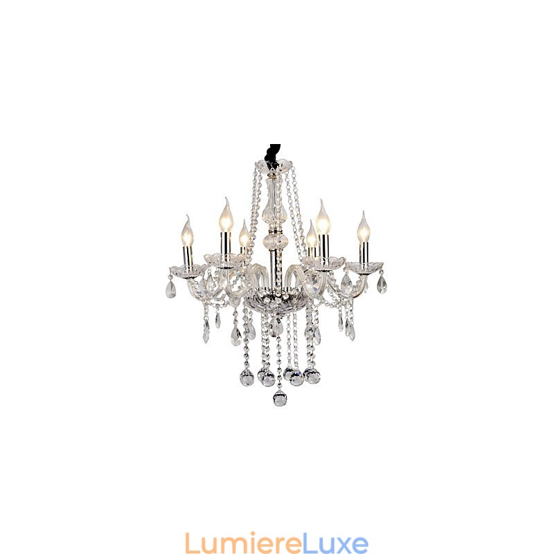 Lustre moderne contemporain en métal galvanisé et cristal
