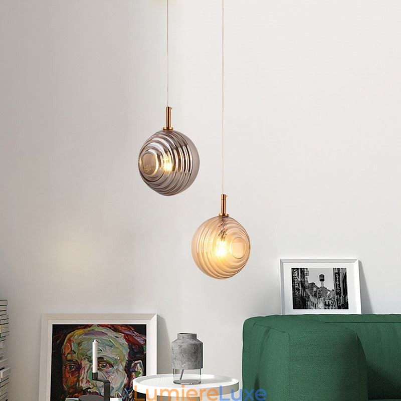 Suspension en verre créative et décorative en forme de globe en verre pour loft