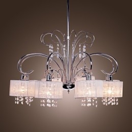 Lustre moderne contemporain en cristal et métal chromé