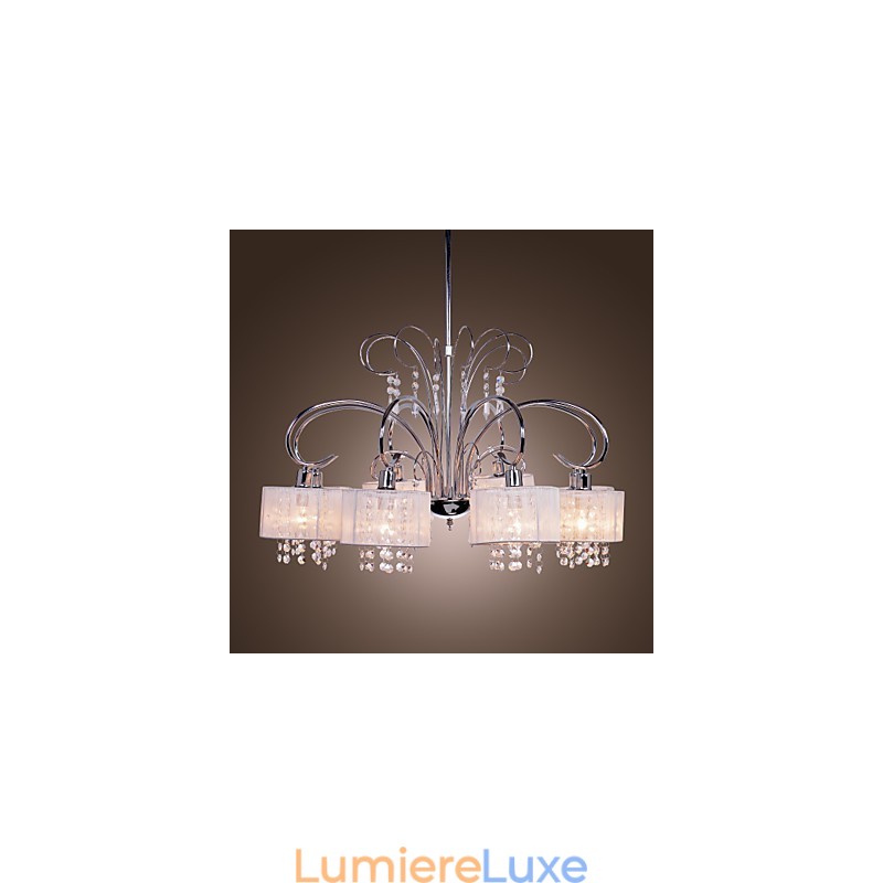 Lustre moderne contemporain en cristal et métal chromé