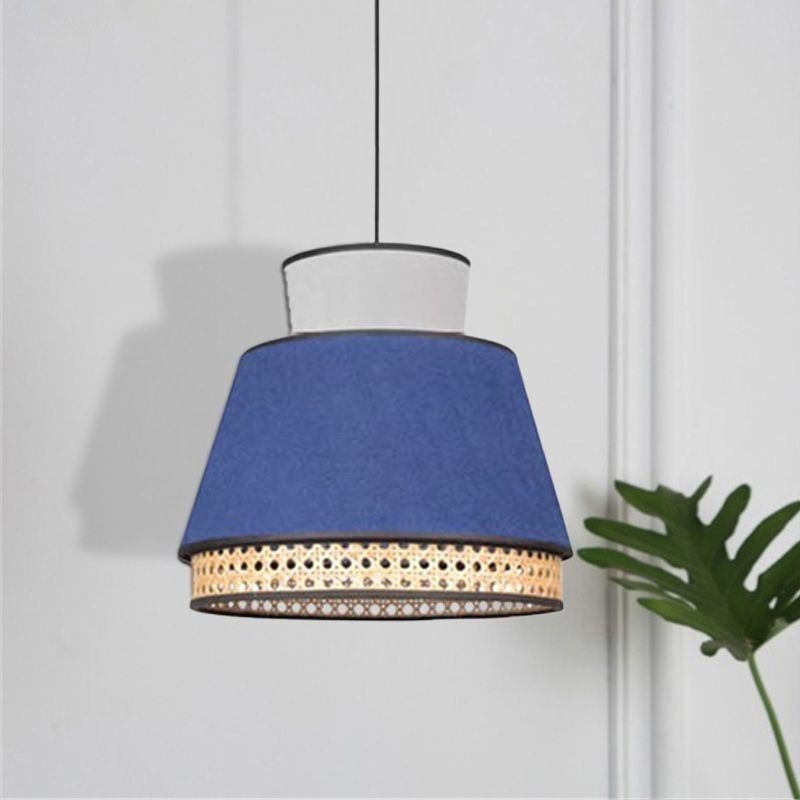 Lampe suspendue à 1 abat-jour en bambou tressé