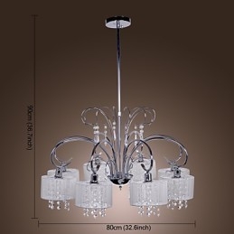 Lustre moderne contemporain en cristal et métal chromé