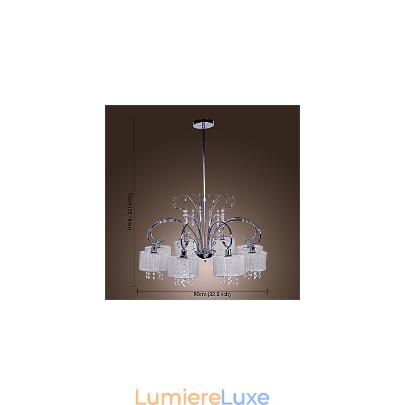 Lustre moderne contemporain en cristal et métal chromé