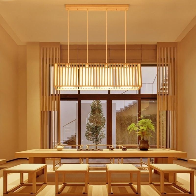 Suspension cage en bois minimaliste