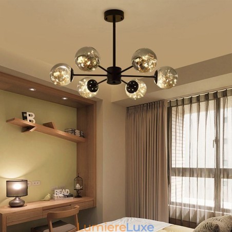 Suspension haricot magique style nordique boule de verre gypsophile Suspension haricot magique style nordique boule de verre gypsophile