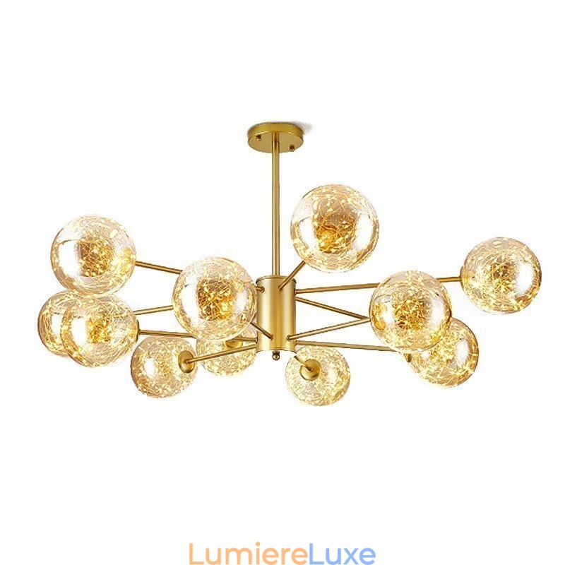 Suspension haricot magique style nordique boule de verre gypsophile