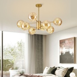 Suspension haricot magique style nordique boule de verre gypsophile