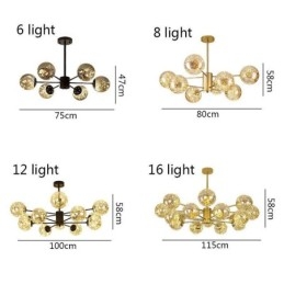 Suspension haricot magique style nordique boule de verre gypsophile