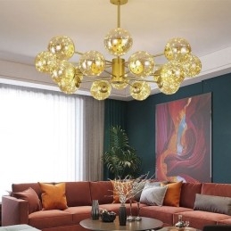 Suspension haricot magique style nordique boule de verre gypsophile
