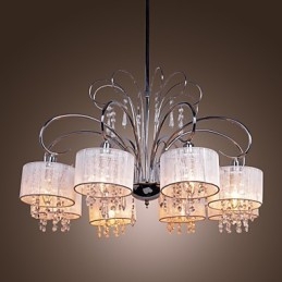 Lustre moderne contemporain en cristal et métal chromé