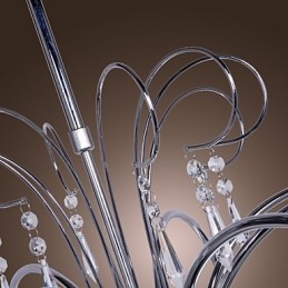 Lustre moderne contemporain en cristal et métal chromé