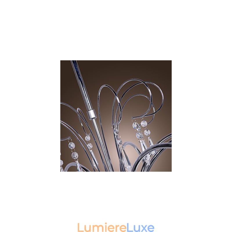 Lustre moderne contemporain en cristal et métal chromé