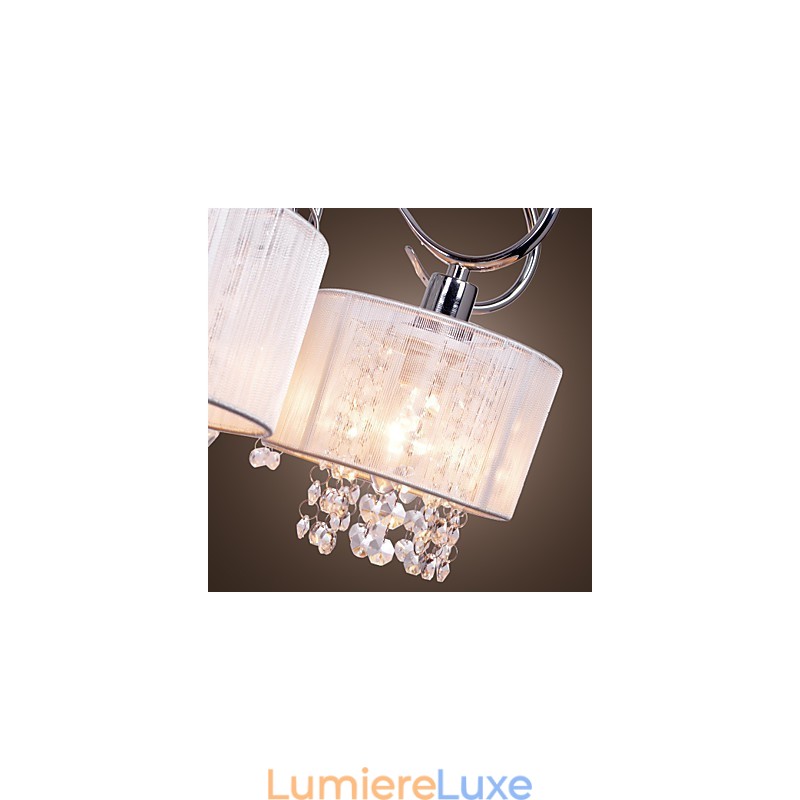 Lustre moderne contemporain en cristal et métal chromé