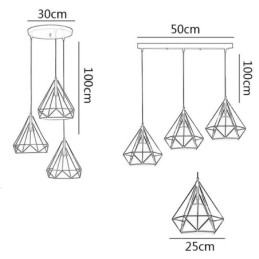 Suspension en forme de diamant, luminaire décoratif minimaliste moderne
