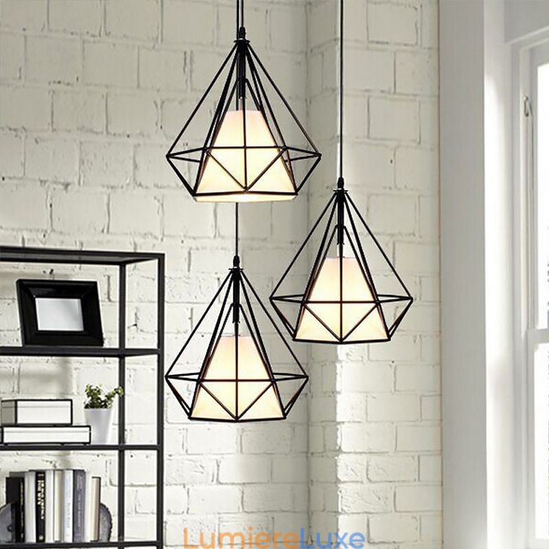 Suspension en forme de diamant, luminaire décoratif minimaliste moderne