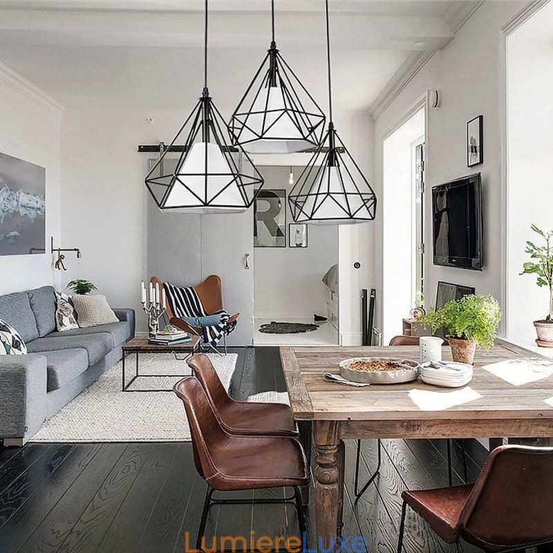 Suspension en forme de diamant, luminaire décoratif minimaliste moderne