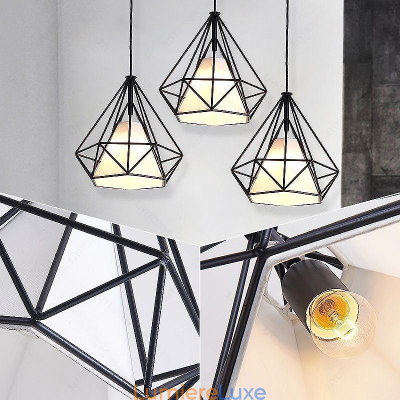 Suspension en forme de diamant, luminaire décoratif minimaliste moderne
