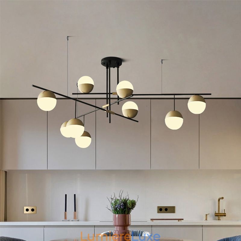 Lustre boule de verre plafonnier
