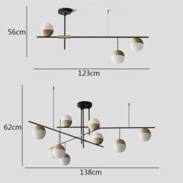Lustre boule de verre plafonnier