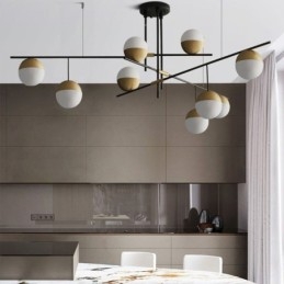 Lustre boule de verre plafonnier