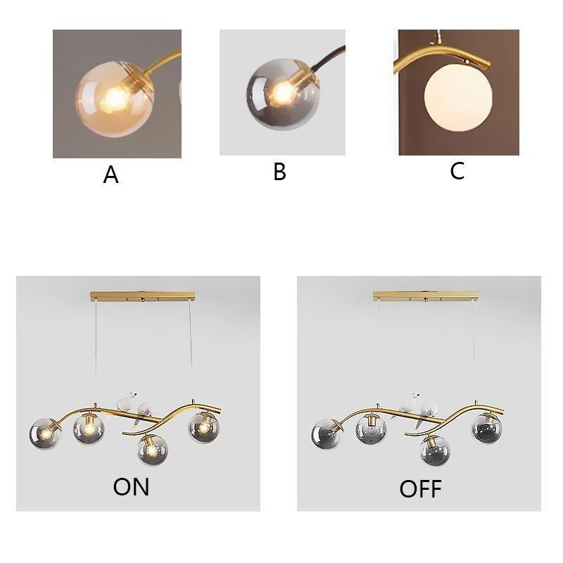 Suspension branche minimaliste moderne 4 lampes décoratives
