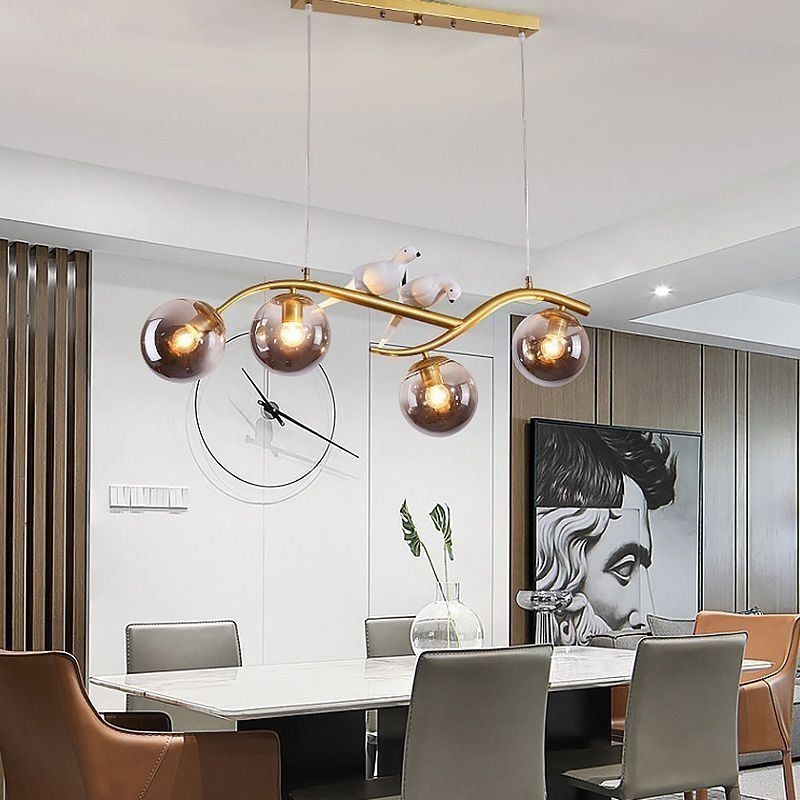 Suspension branche minimaliste moderne 4 lampes décoratives