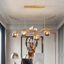 Suspension branche minimaliste moderne 4 lampes décoratives