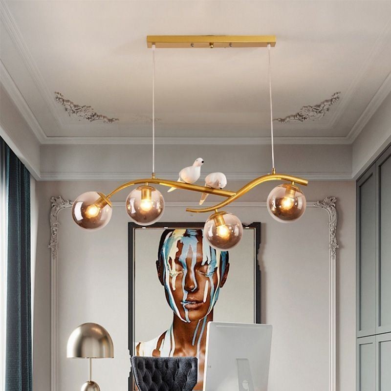 Suspension branche minimaliste moderne 4 lampes décoratives