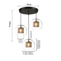 Suspension minimaliste en verre à 3 lumières, plafonnier îlot
