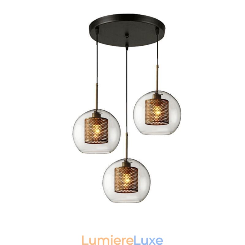 Suspension minimaliste en verre à 3 lumières, plafonnier îlot