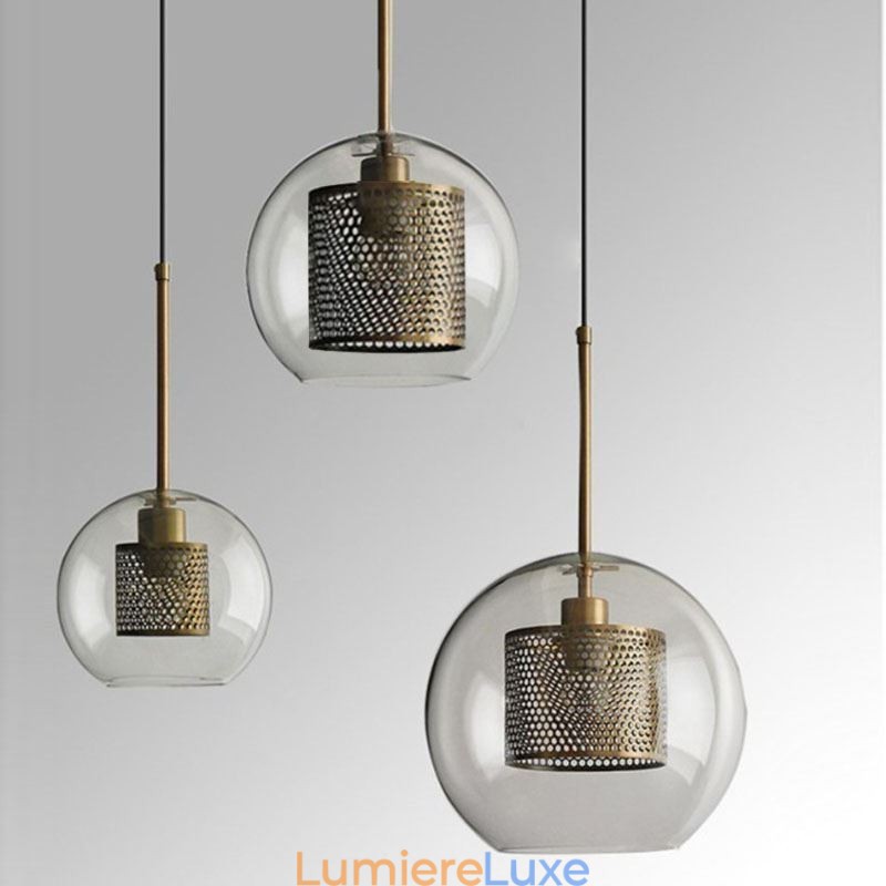 Suspension minimaliste en verre à 3 lumières, plafonnier îlot
